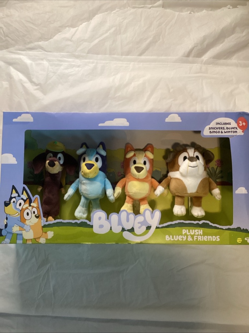 Bluey Plush Friends 4-Pack - Blue, Orange, Brown, Dark Brown